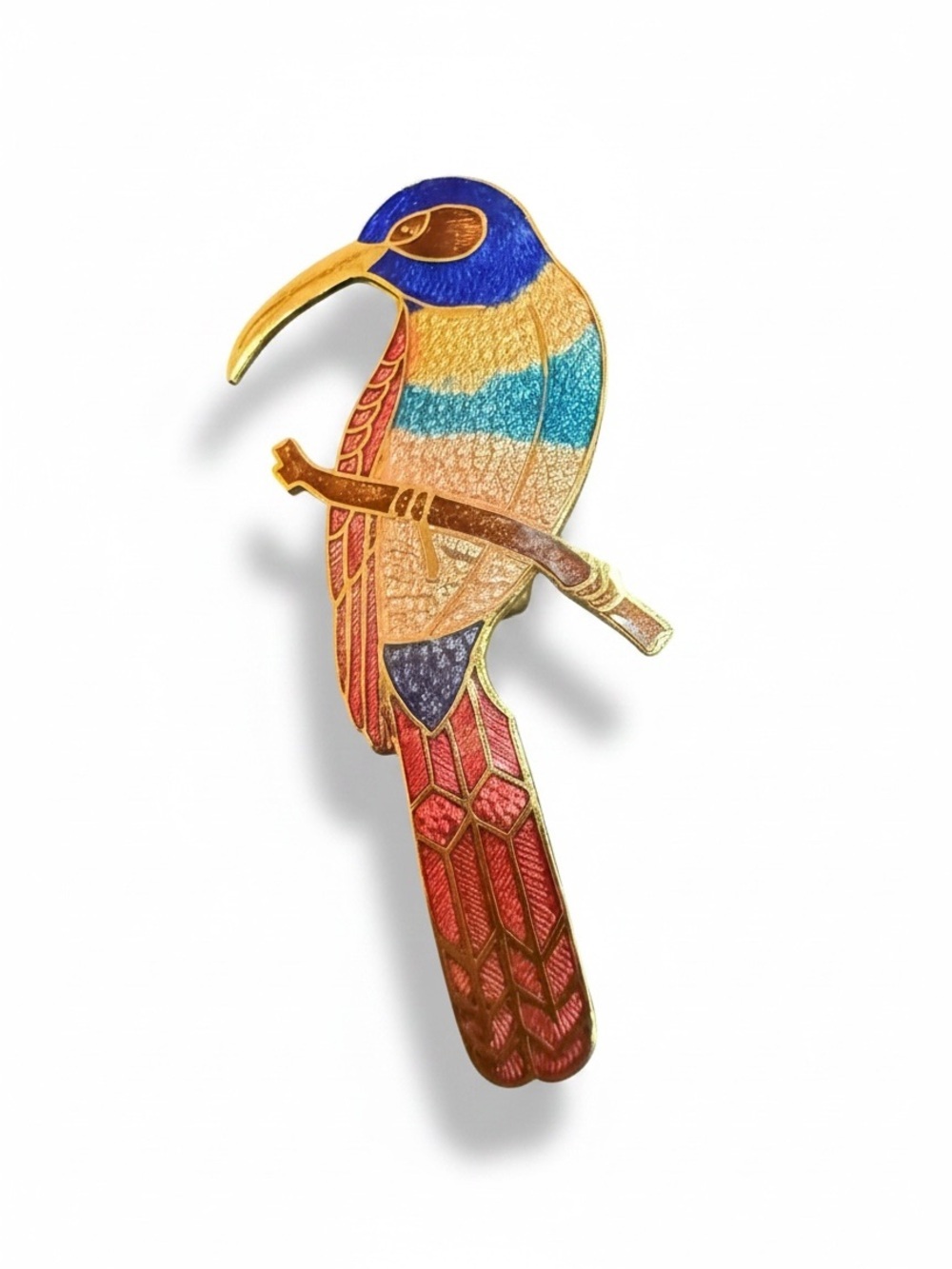 Vintage Cloisonné Toucan Brooch Colorful Enamel Tropical Bird Pin